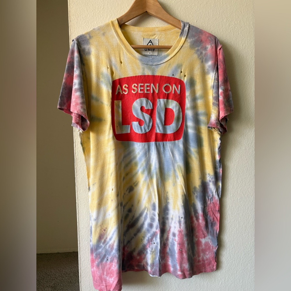 UNIF As Seen On LSD  Tie Dye Tee Shirt Medium *Hard To Find* Festival Rave T